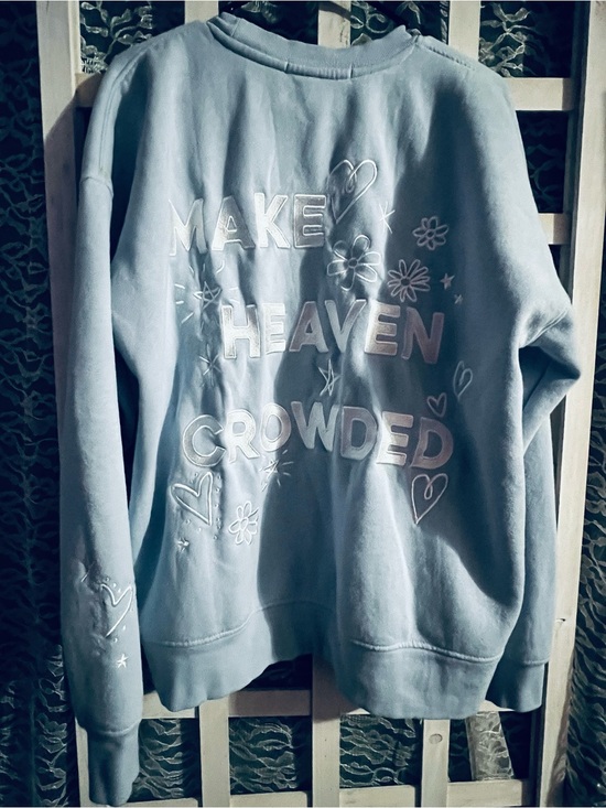 Altar'd State Sweaters - Altar'd State Light Blue "Make Heaven Crowded" Floral Embroidered Sweatshirt S